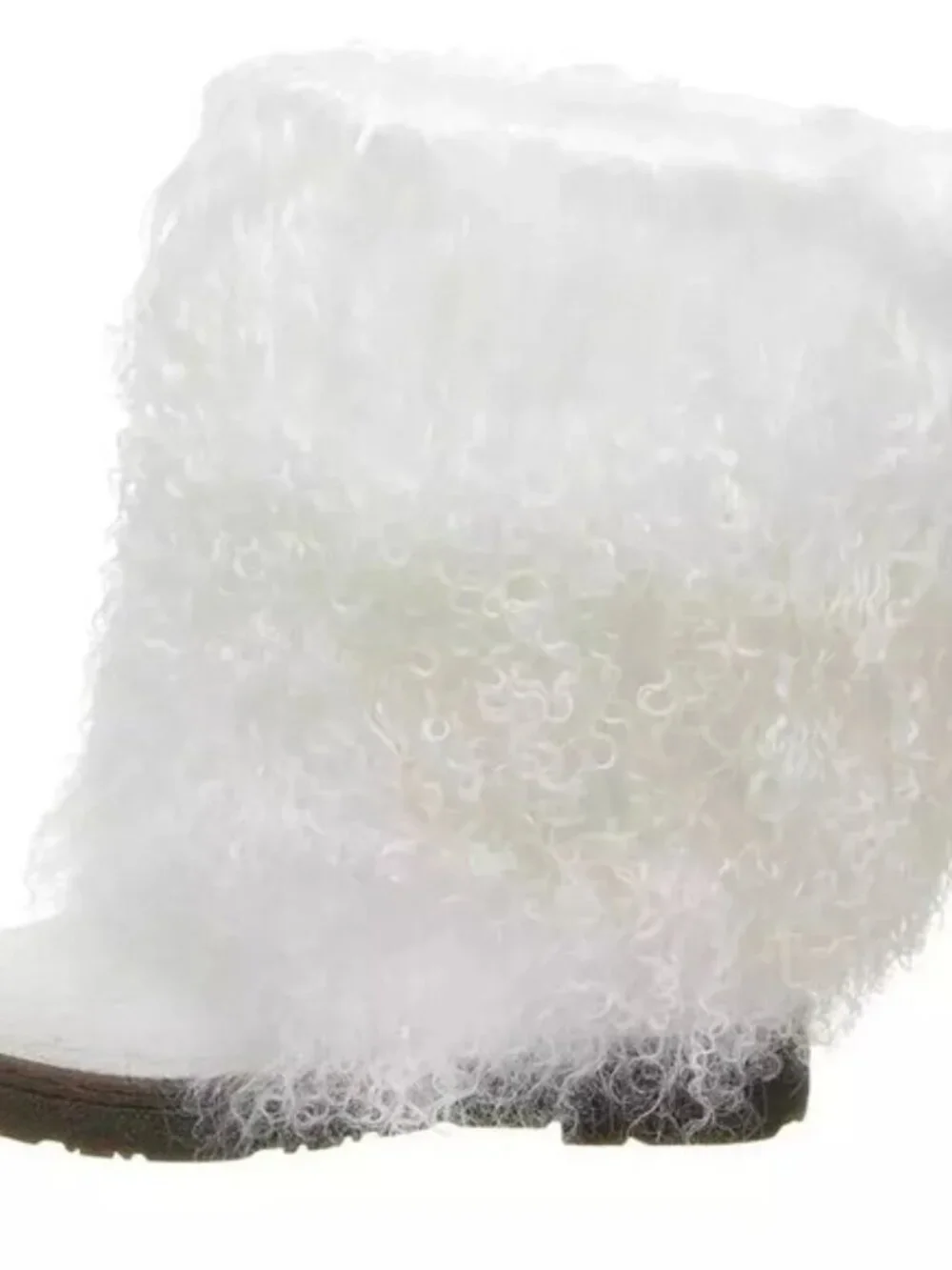 Bearpaw Boetis White Curly Lamb Fur Sheepskin Lined Sherpa Boho Boots 6 NEW